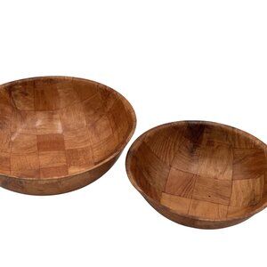 Woven Wooden Bowls Set Of 2 Winco Decorative Kitchen Dining Home Decor